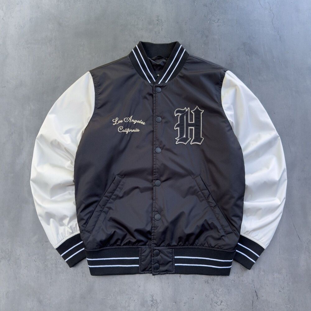 Hollister Men's Varsity Jacket Los Angeles, California, Black/White, Size Small